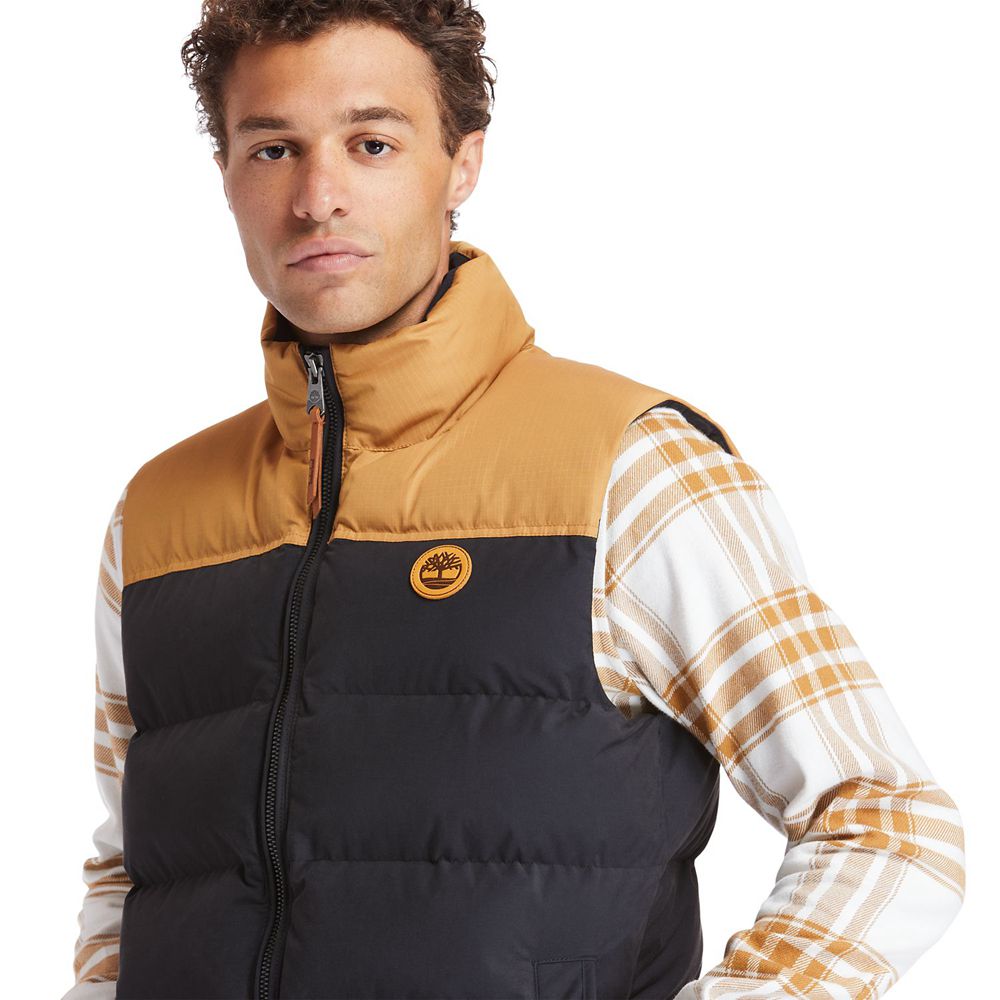 Chaquetas Timberland Argentina Hombre - Outdoor Archive Hooded Puffer - Marrones/Negras - VQXTUH-758